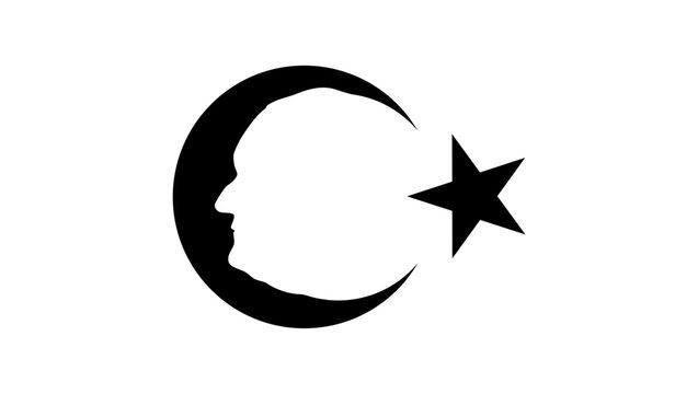 portrait of Ataturk, black isolated vector silhouette