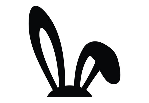 Bunny Rabbit Ears Black Silhouette Easter Icon