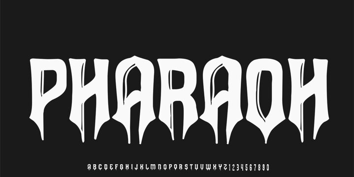 Pharaoh Font Gothic Horror Lettering Vector Illustration Style Typography Design Display Typeface