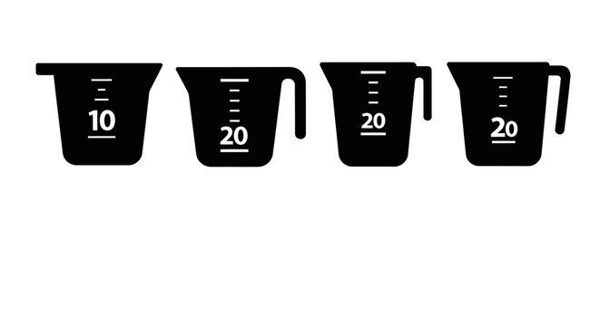 Laboratory and kitchen measuring beaker icons.