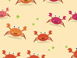 Fototapeta premium Funny Crabs Summer Vacation Pattern Design