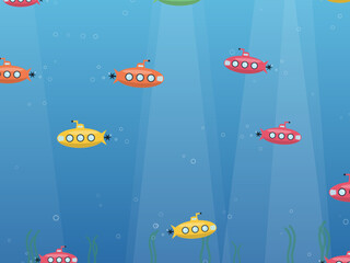 Playful Yellow Submarine Ocean Pattern Design
