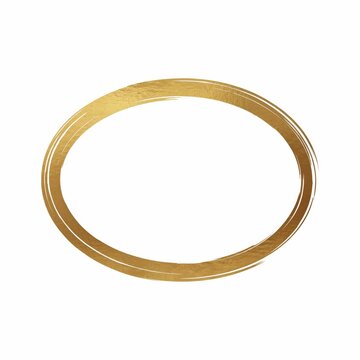 Elegant golden oval frame isolated on white background with minimalist isolated template decoration metallic luxurious presentation