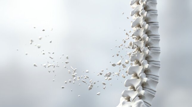 Spine disintegrating, broken vertebrae