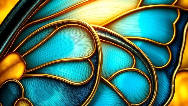 Luxury Morpho Butterfly Wing Pattern with Blue Topaz Amber and Gold Inlays