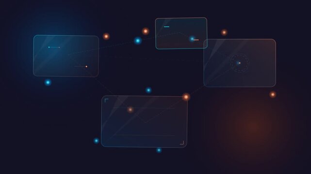 Digital interface showing financial technology nodes and smart contract data