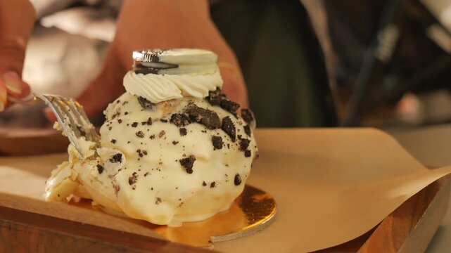 Handmade dessert in local kitchen at 3 PM