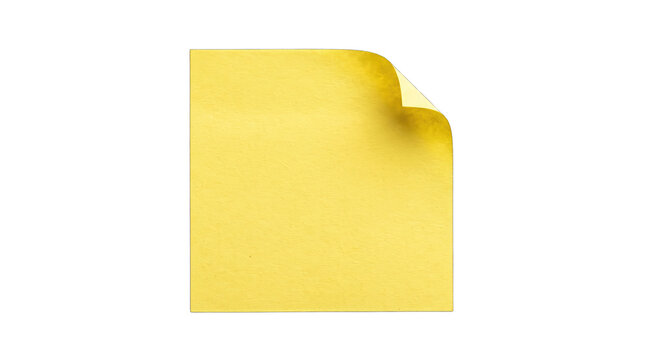 Yellow sticky note PNG isolated on transparent background, blank paper memo for reminders and organization, office supply