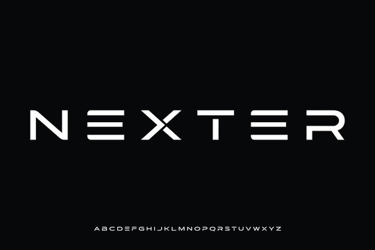 Modern futuristic abstract sans serif alphabet display font vector for logo design