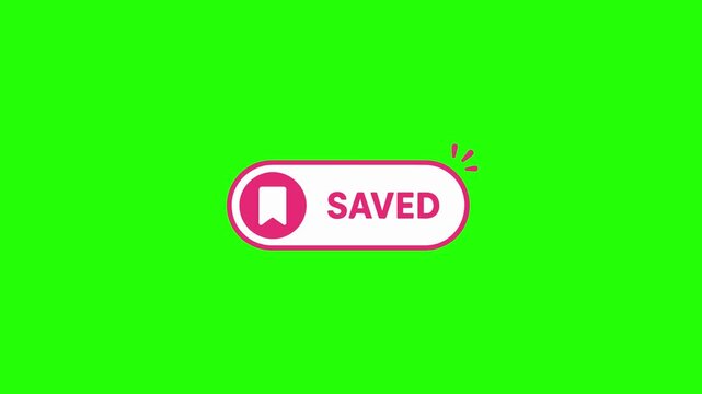 Animated Pink Saved Bookmark Button Capsule Badge Icon Green Screen Chroma Key