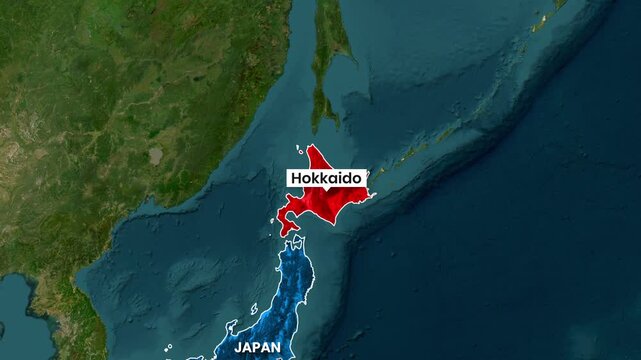 Hokkaido is highlighted on the map of Japan, showing its geographical location
