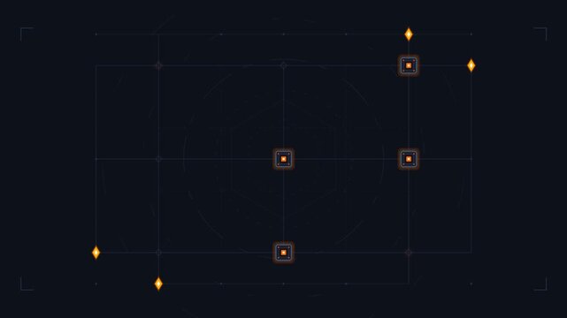 Digital financial network interface with moving nodes for smart contract