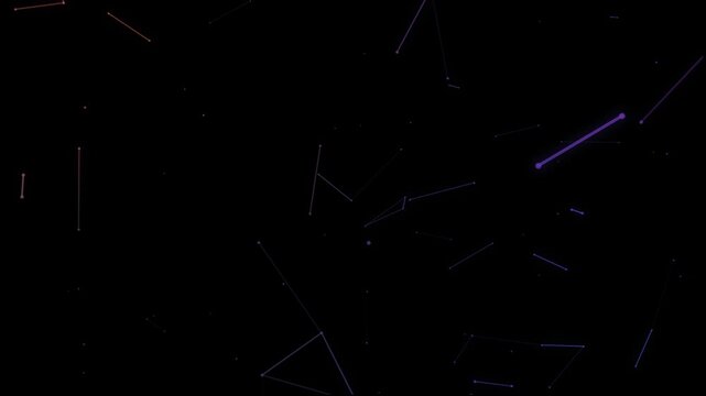 Abstract Dark Minimalist Plexus Digital Network Lines Loop Isolated on Black Background
