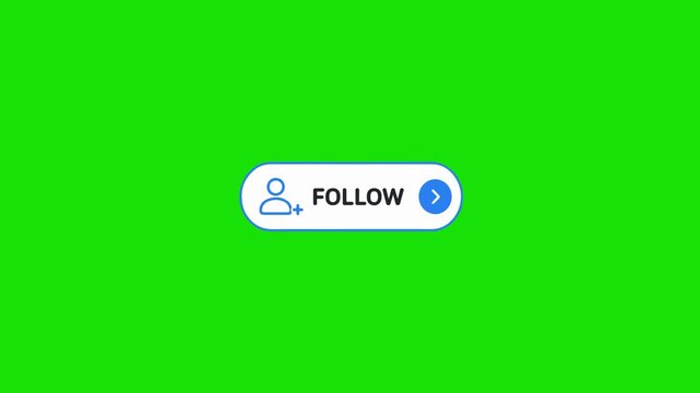 Animated White Follow Capsule Button Badge Icon Green Screen Chroma Key