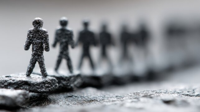Miniature figure standing proudly on a rock representing strength and perseverance in the face of challenges