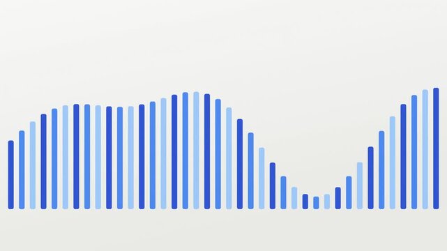 Abstract animated light sweep passing over analytics bars drawn as blue and cyan lines and dots on a bright, clean light background. Seamless looping 4K video element with free space around it, ideal 