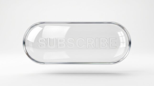 High quality glassmorphism subscribe button with realistic light reflections and soft shadows design