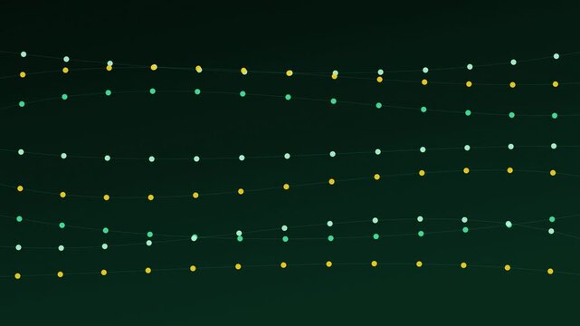 Abstract animated payment flow lines crossing a network drawn as cool blue-white lines and dots on a deep dark background. Seamless looping 4K video element with free space around it, ideal for busine