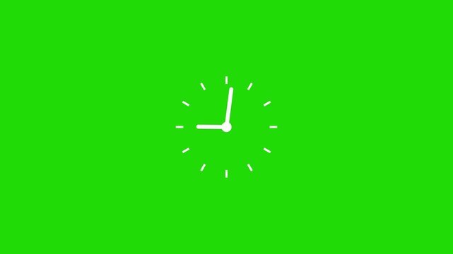 Analog clock spinning animation loop. 12 hour clock