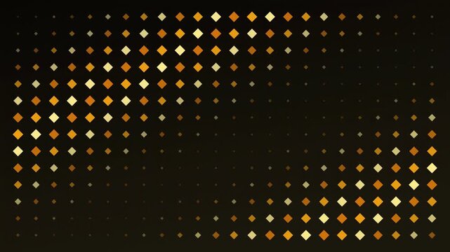 Abstract animated industrial diamonds shifting across a grid drawn as amber and orange lines and dots on a deep dark background. Seamless looping 4K video element with free space around it, ideal for 