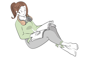 本を読む女性のイラスト