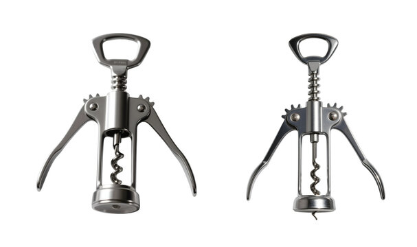 Professional Stainless Steel Wine Corkscrew: Professional stainless steel waiter corkscrew wine opener, PNG cut out