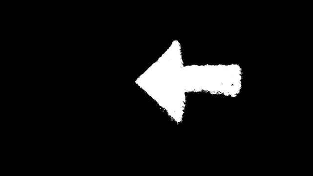 Left arrow brush stroke line. Arrow brush from left to right arrow stroke line. Alpha channel transparent background looping animation footage motion graphic.