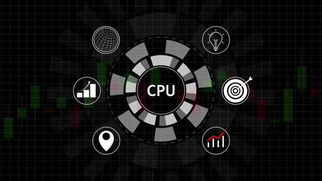 Modern futuristic stock market dashboard interface showcasing real time price analysis circular trading