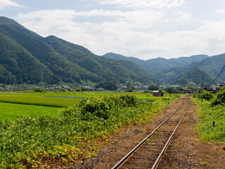 若桜鉄道「隼駅」から見る八頭町の田園風景 © しょこまろん