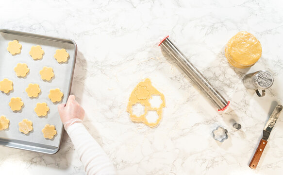 Cookie Tray with Cut-Out Flower Dough