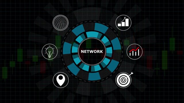 Futuristic network technology dashboard interface showcasing data flow and connectivity concepts with