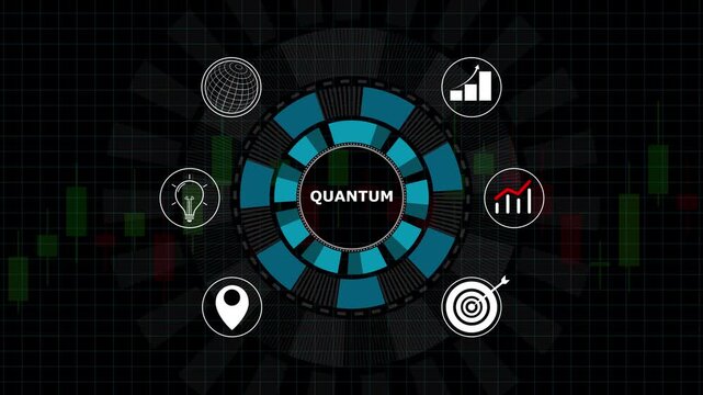 Modern futuristic quant trading dashboard interface showcasing advanced financial analytics circular data