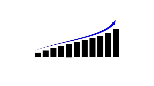 Dynamic growth trend visualization infographic bar chart with exponential rise arrow for business