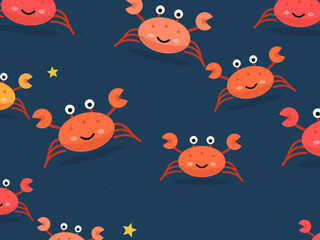 Fototapeta premium Cute Crabs Beach Pattern Background Design