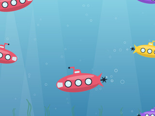 Cartoon Submarine Pattern Deep Sea Adventure