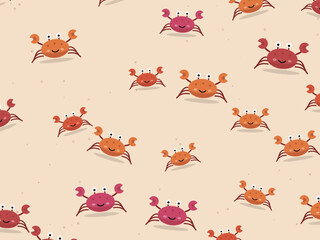 Fototapeta premium Funny Crabs Summer Vacation Pattern Design