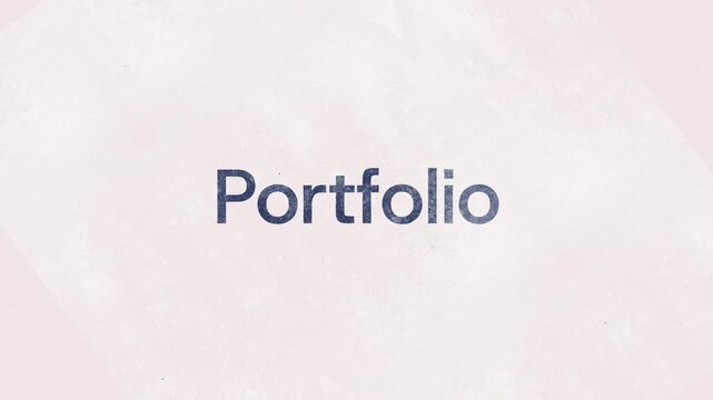 PORTFOLIO Text Animation Modern Title Reveal with Noise Effect on white Background.