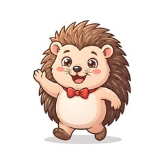 Fototapeta premium Cartoon_hedgehog_on_white