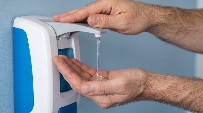 Hospital Alcohol Hand Sanitizer Dispenser With Copy Space