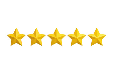 Fototapeta premium Row of five faceted golden rating stars