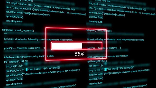  Cyber Security Hacker Terminal Loading Progress Bar with Matrix Code Background Motion Graphics