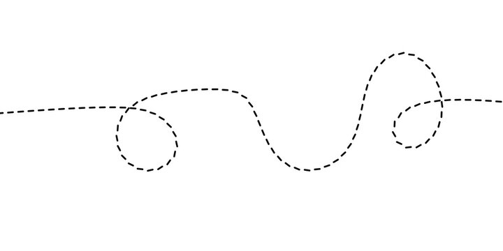 Wavy dashed line path vector illustration design element with loops and curves for tracking or movement