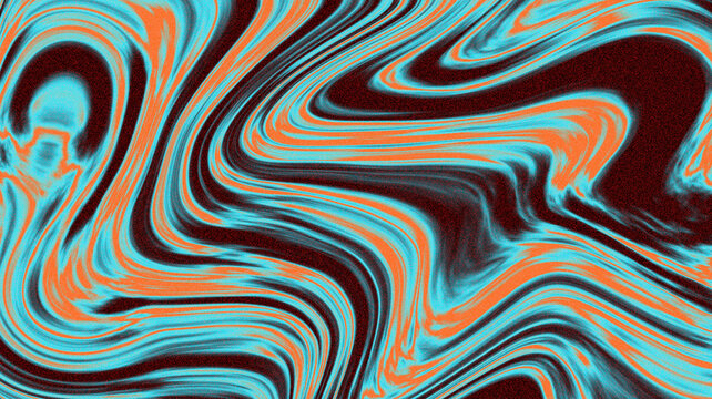 Vibrant psychedelic fluid with swirling turquoise and orange patterns, abstract liquid marble effect, contrast, energetic, modern, creative, background, abstract