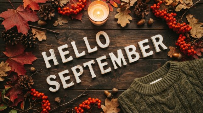 Hello September Flat Lay With Autumn Sweater