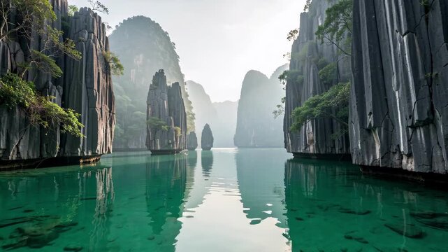 Emerald Karst Canyon Lagoon Landscape.