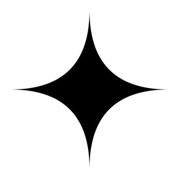 Minimal Four Point Sparkle Star Icon Vector Silhouette