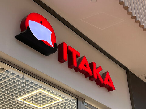 ITAKA travel agency logo and storefront sign displayed inside a commercial building in Gdynia, Poland August 1, 2026