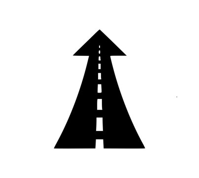 Winding road arrow vector icon representing journey future success business