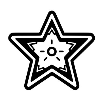 Star Shaped Collectible Token with Engraved Details Vector Icon Illustration