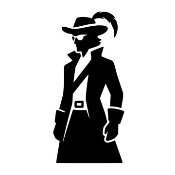 Sky Pirate Captain with Feathered Hat and Long Coat Vector Character Illustration